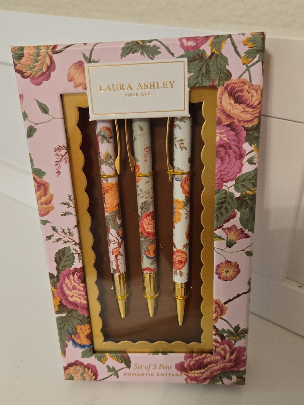 Laura Ashley Romatic Cottage Pen Trio - Set Of 3 Pens New